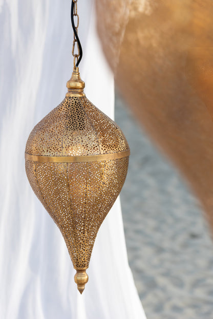 Pendant lamp teardrop metal gold small