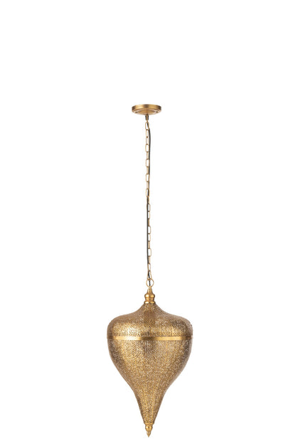 Large gold metal teardrop pendant light