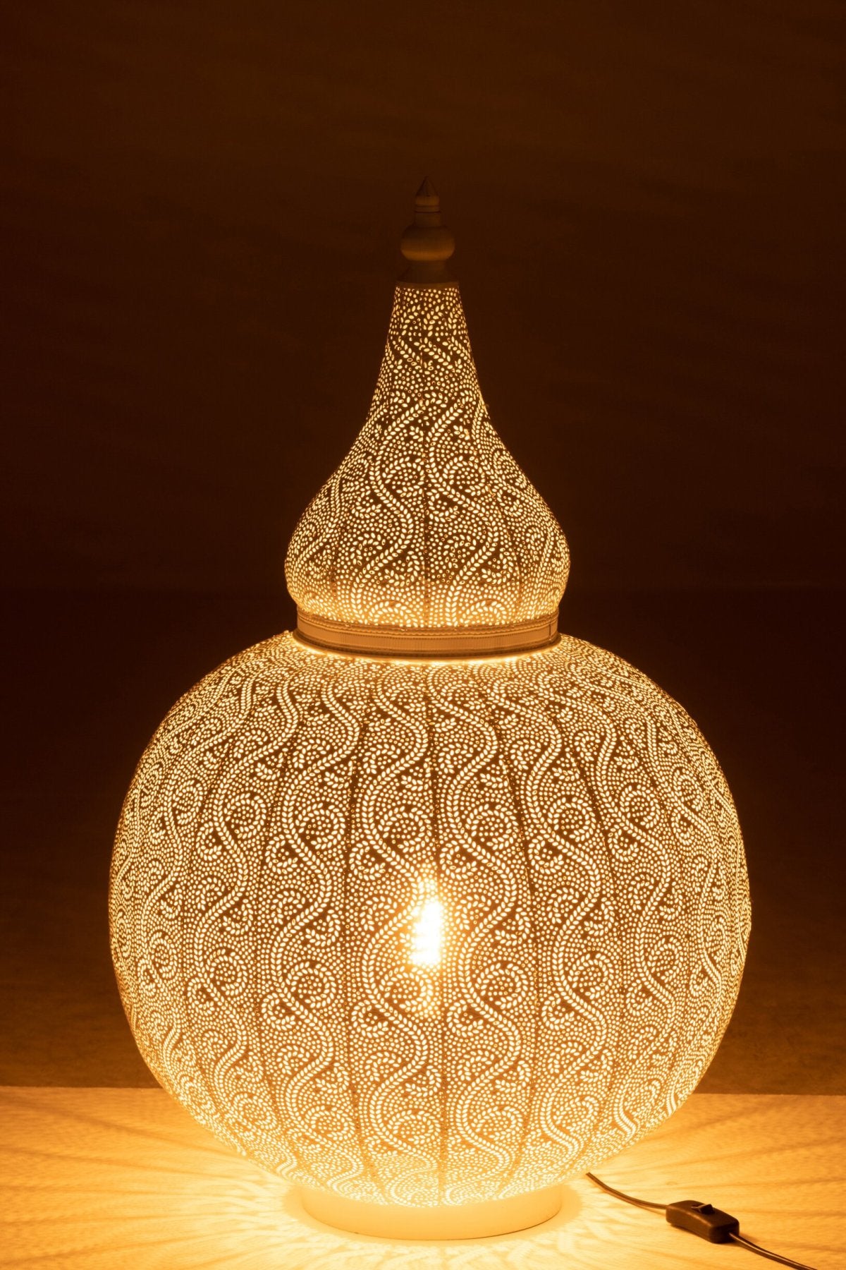 Aladdin lamp metal white large