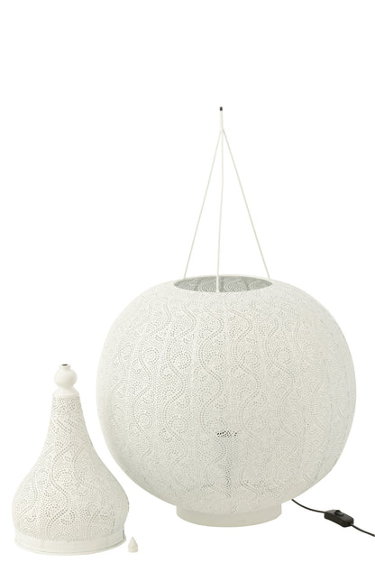 Aladdin lamp metal white large