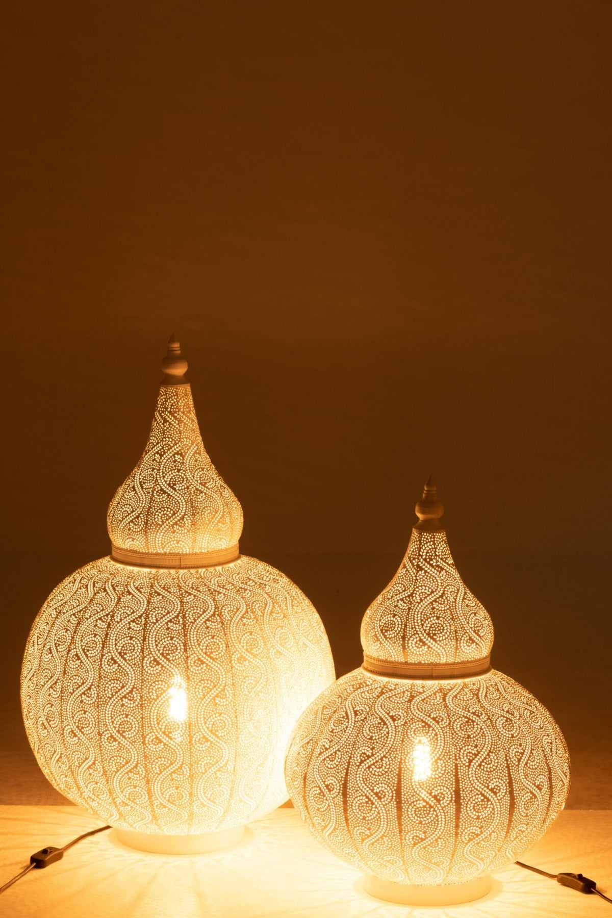 Aladdin lamp metal white large
