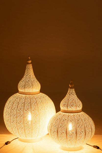 Aladdin lamp metal white large