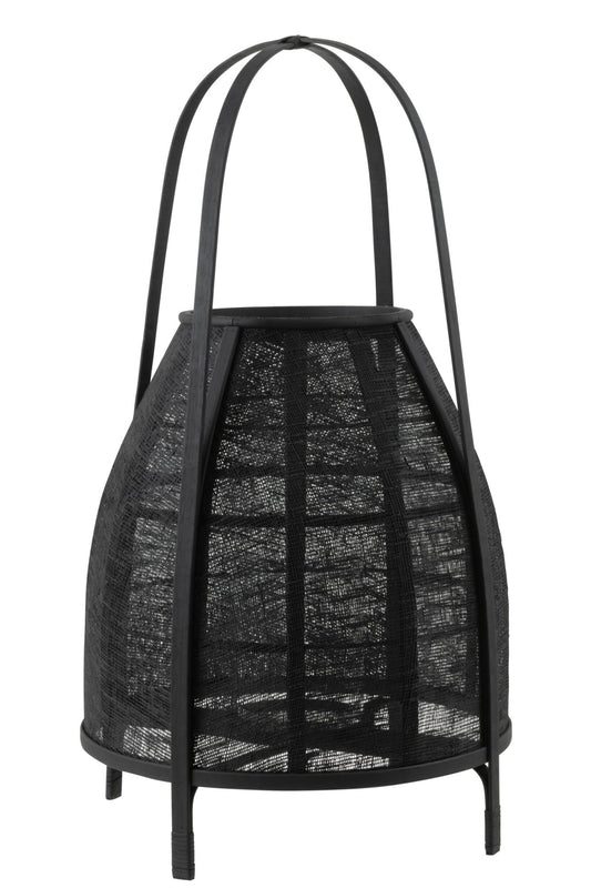 Lantaarn Kap Bamboe Zwart Large