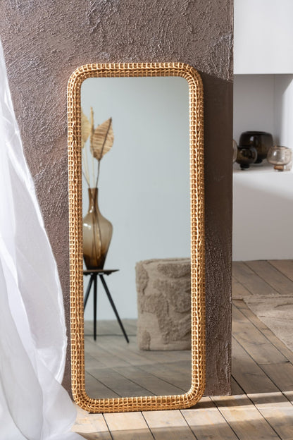 Mirror Rectangle Fir Wood/Glass Natural