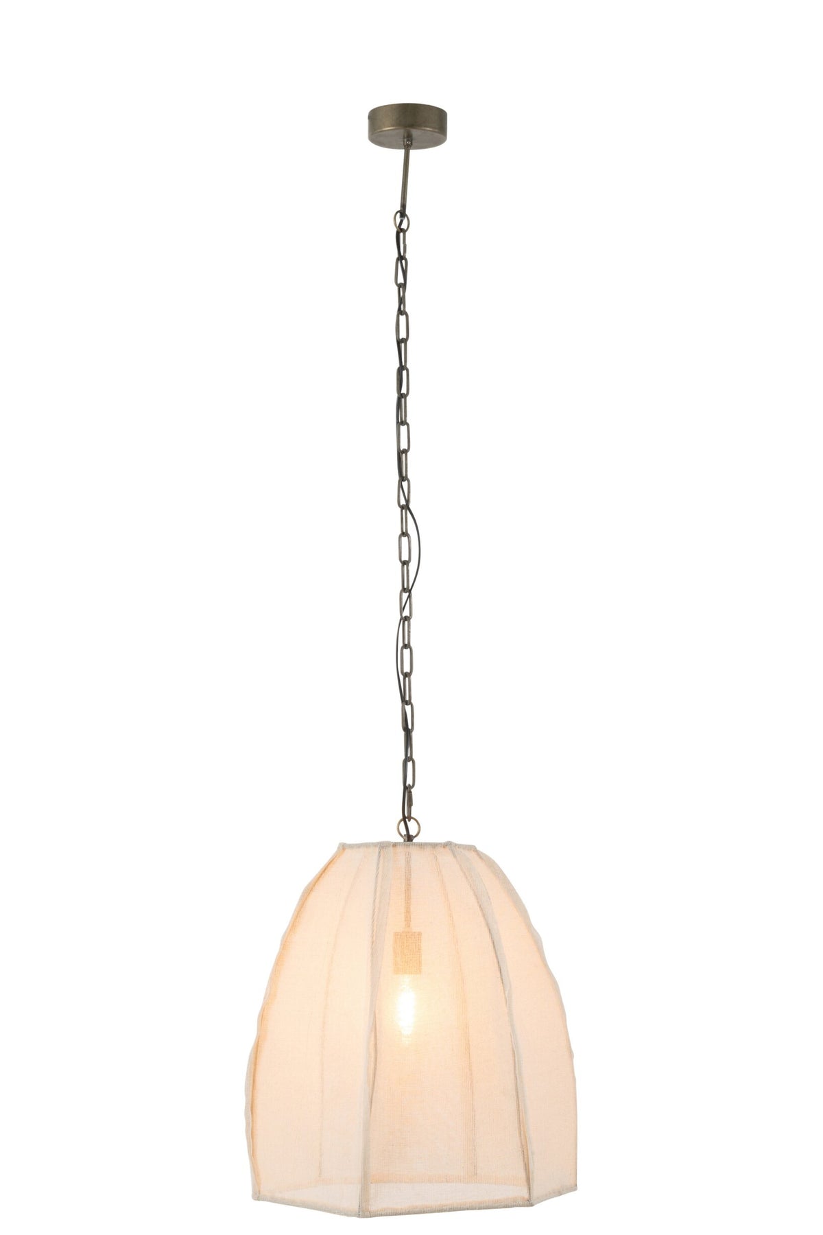 Plafonnier poire lin/fer blanc petit
