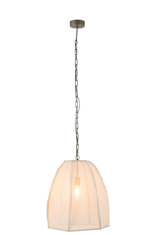 Plafondlamp peer linnen/ijzer wit klein
