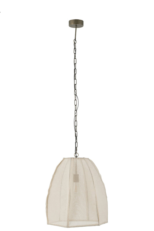 Plafondlamp peer linnen/ijzer wit klein