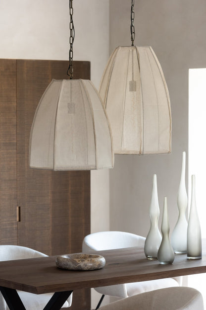 Ceiling lamp pear linen/iron white large
