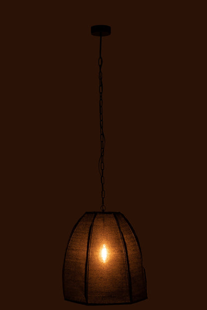 Ceiling lamp pear linen/iron black small