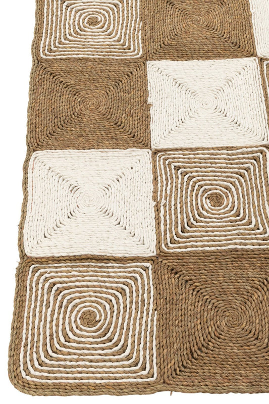 Rug Squares/Spirals Woven Ropes Plastic White/Natural