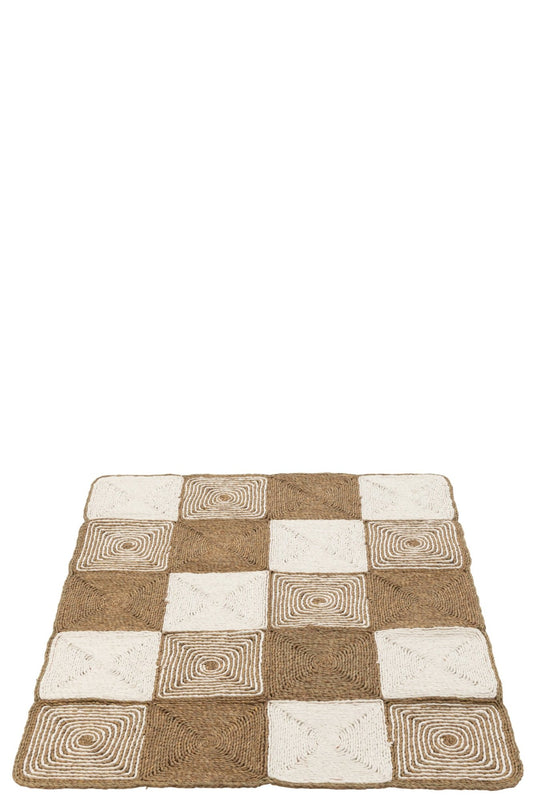 Rug Squares/Spirals Woven Ropes Plastic White/Natural