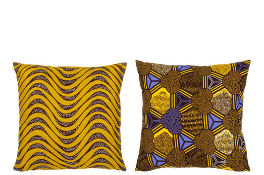 Cushion Pattern Curves/Rounds Fabric Mix Assortment Of 2