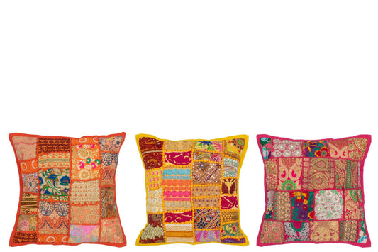 Cushion Patterns Patchwork Cotton Mix Assortment Of 3