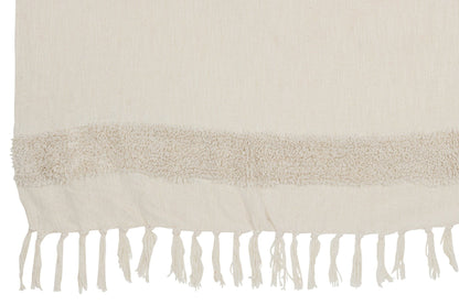 Plaid Diamonds+Fringes Cotton/Sequin White/Gold