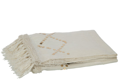 Plaid Diamonds+Fringes Cotton/Sequin White/Gold