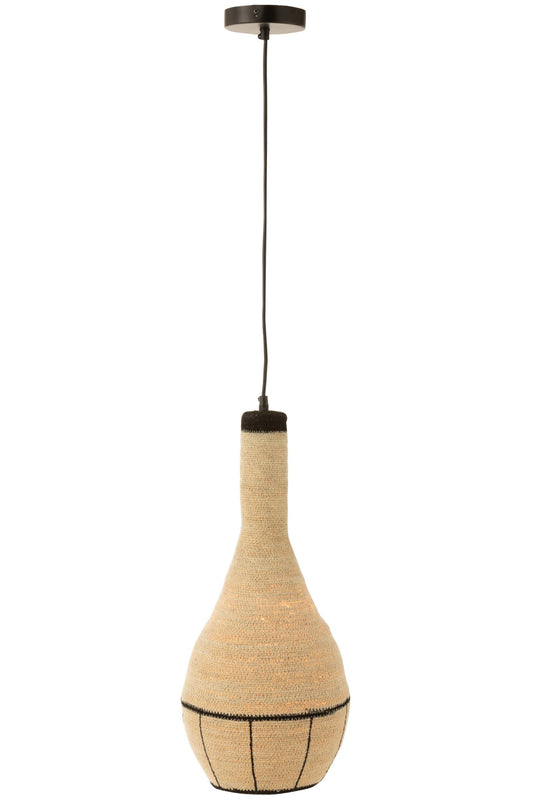 Hanglamp peer lijnen zeegras naturel/zwart