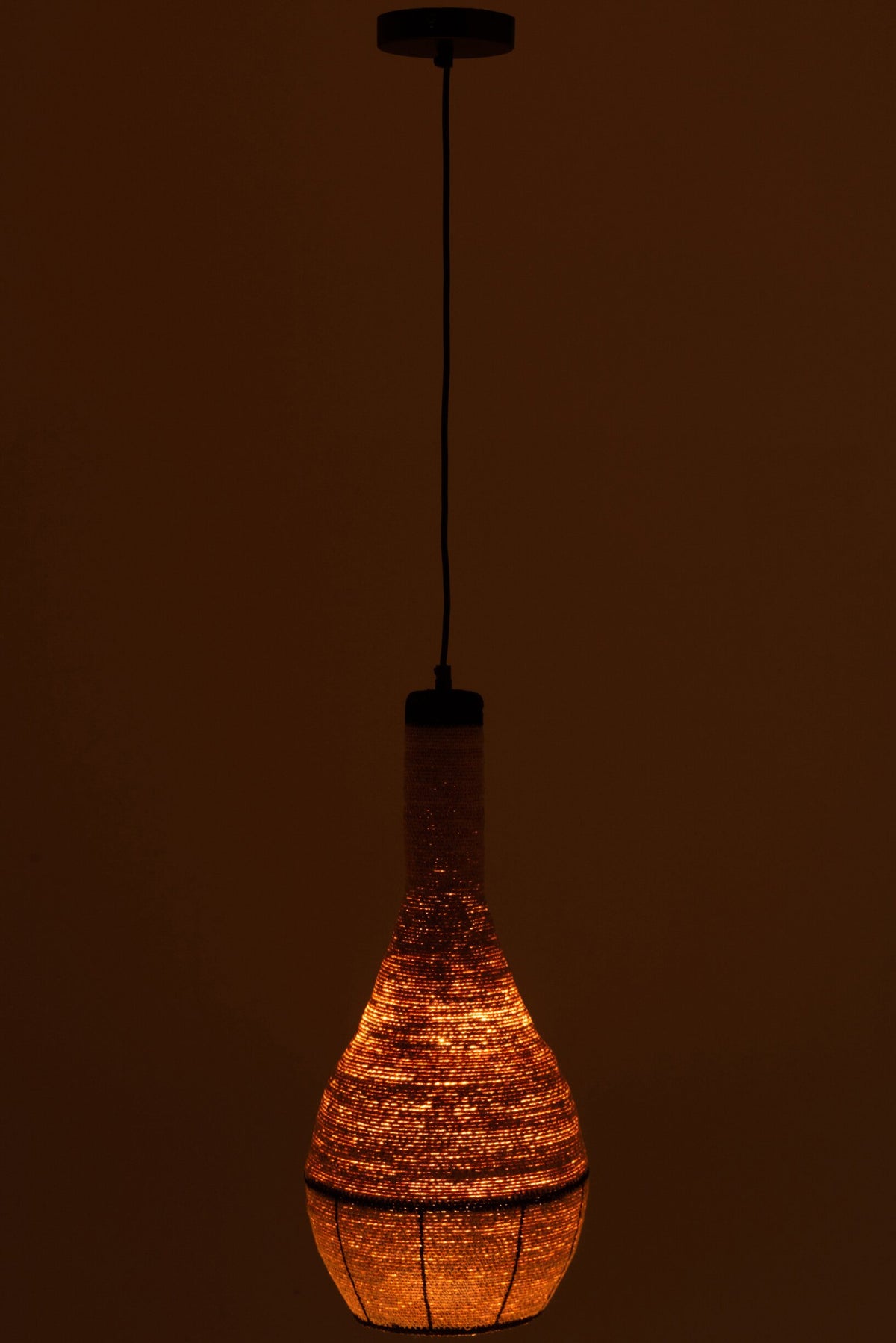 Pendant lamp pear lines seagrass natural/black