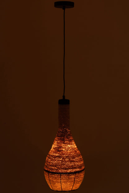 Pendant lamp pear lines seagrass natural/black