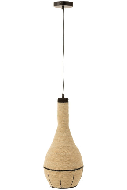 Pendant lamp pear lines seagrass natural/black