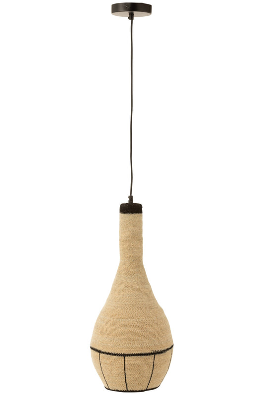 Hanglamp peer lijnen zeegras naturel/zwart