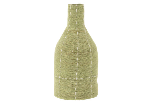 Vase Bottle Shape Dotted Lines Seagrass Green/White