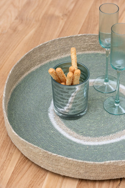Tray Round+Circles Seagrass Green/Natural