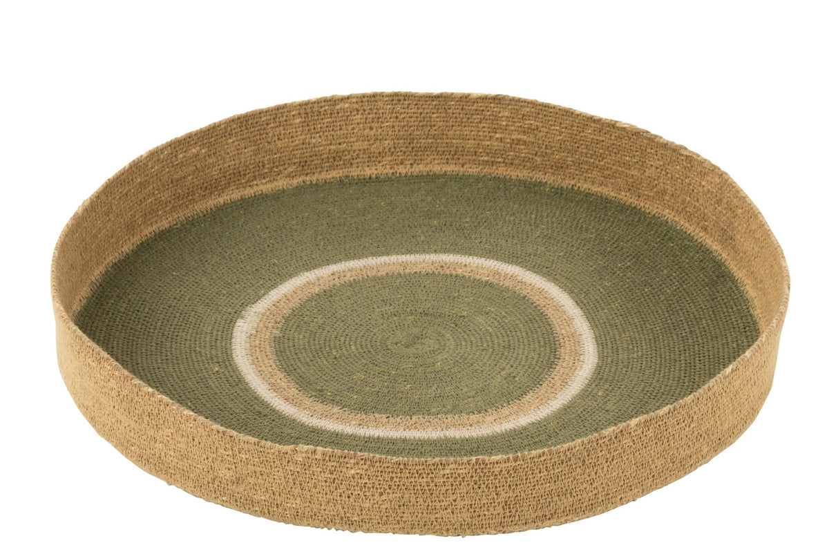 Tray Round+Circles Seagrass Green/Natural