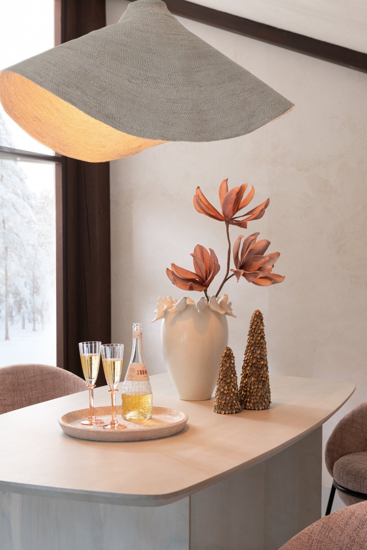 Pendant lamp cone seagrass white
