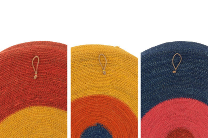 Set Of 3 Tray Wall Decoration Circles+Lines Seagrass Mix