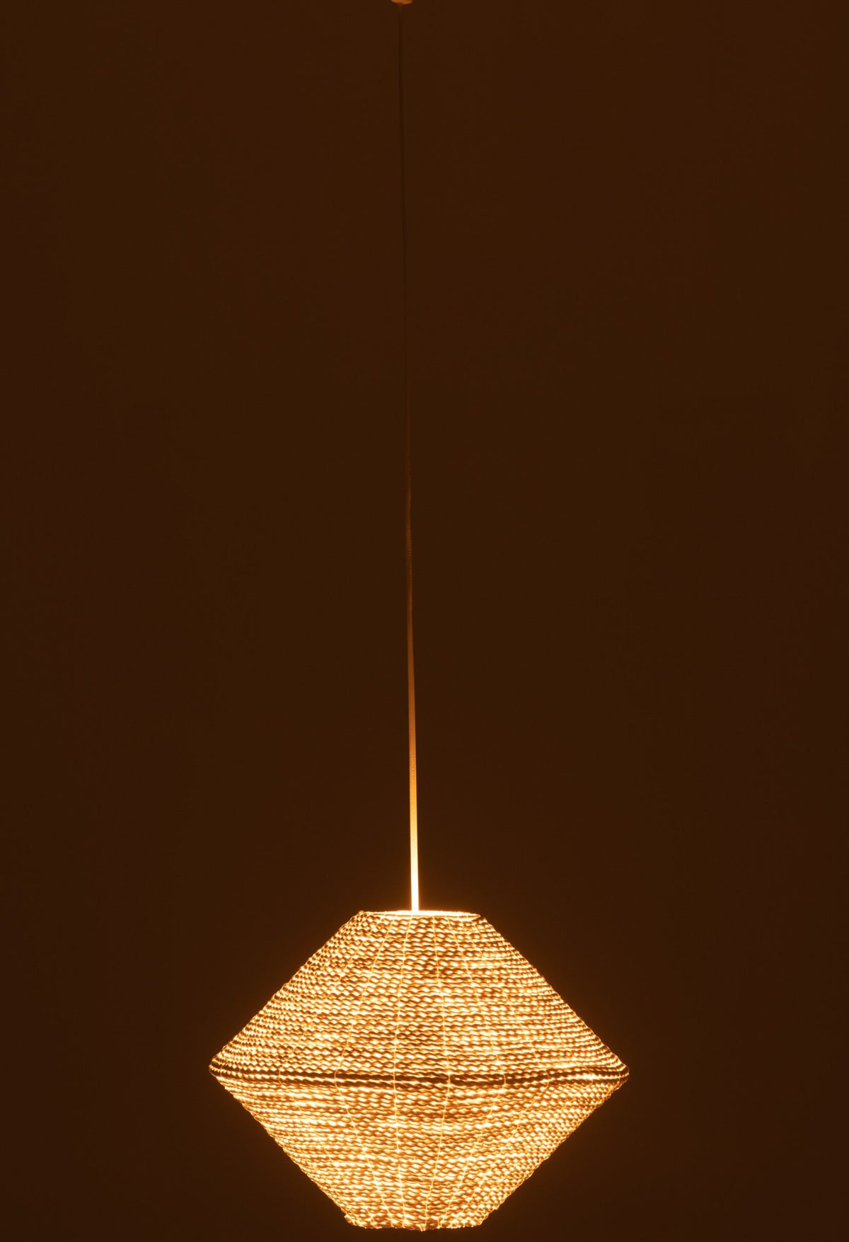 Small white UFO raffia pendant lamp