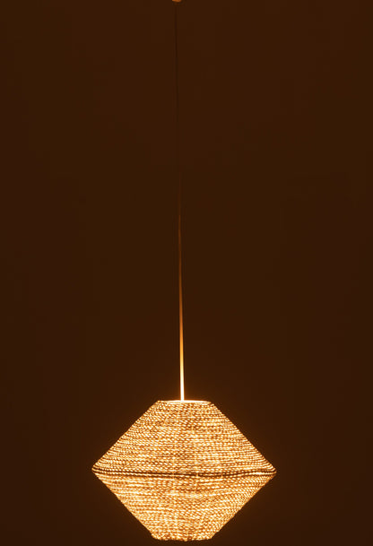 Small white UFO raffia pendant lamp