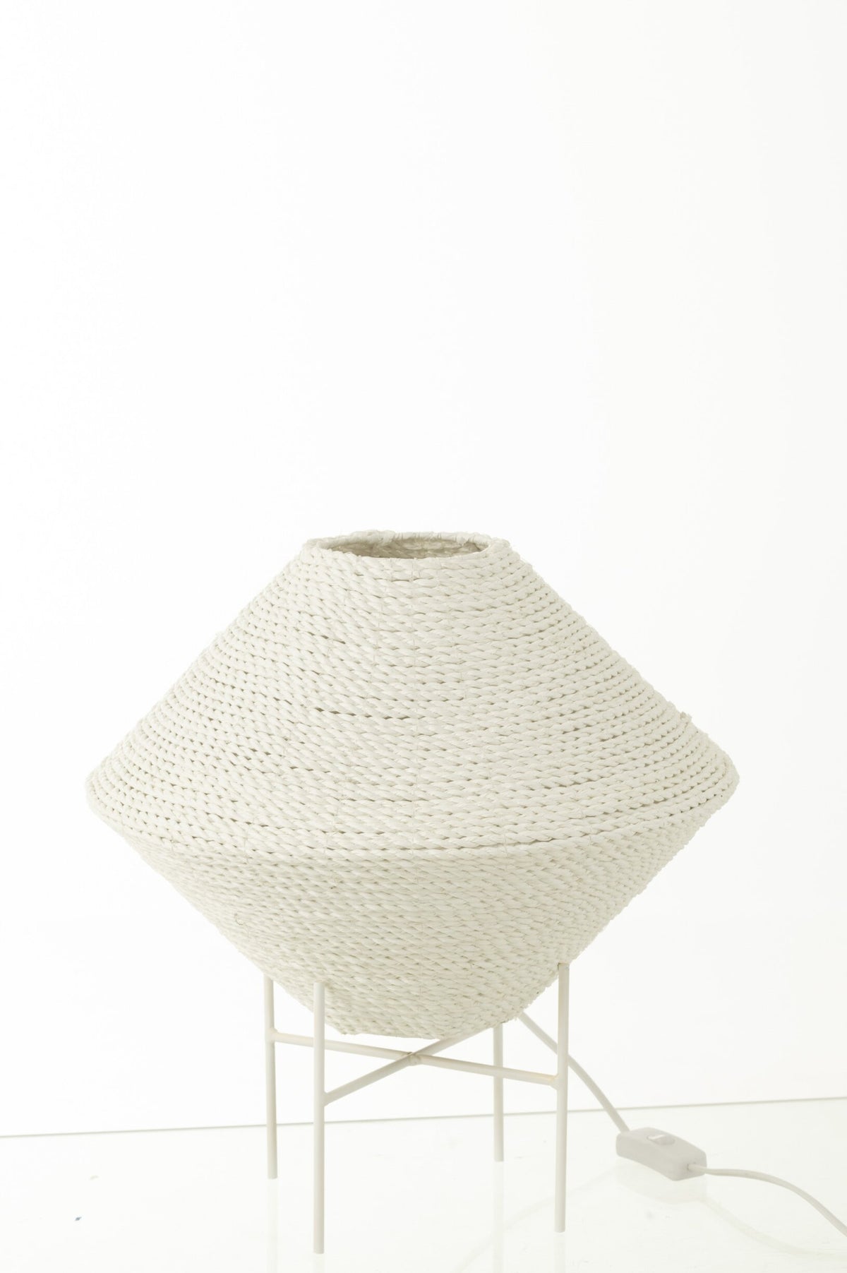 Small white UFO raffia pendant lamp