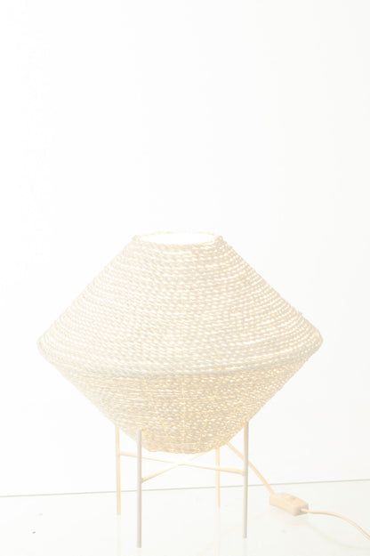 Small white UFO raffia pendant lamp