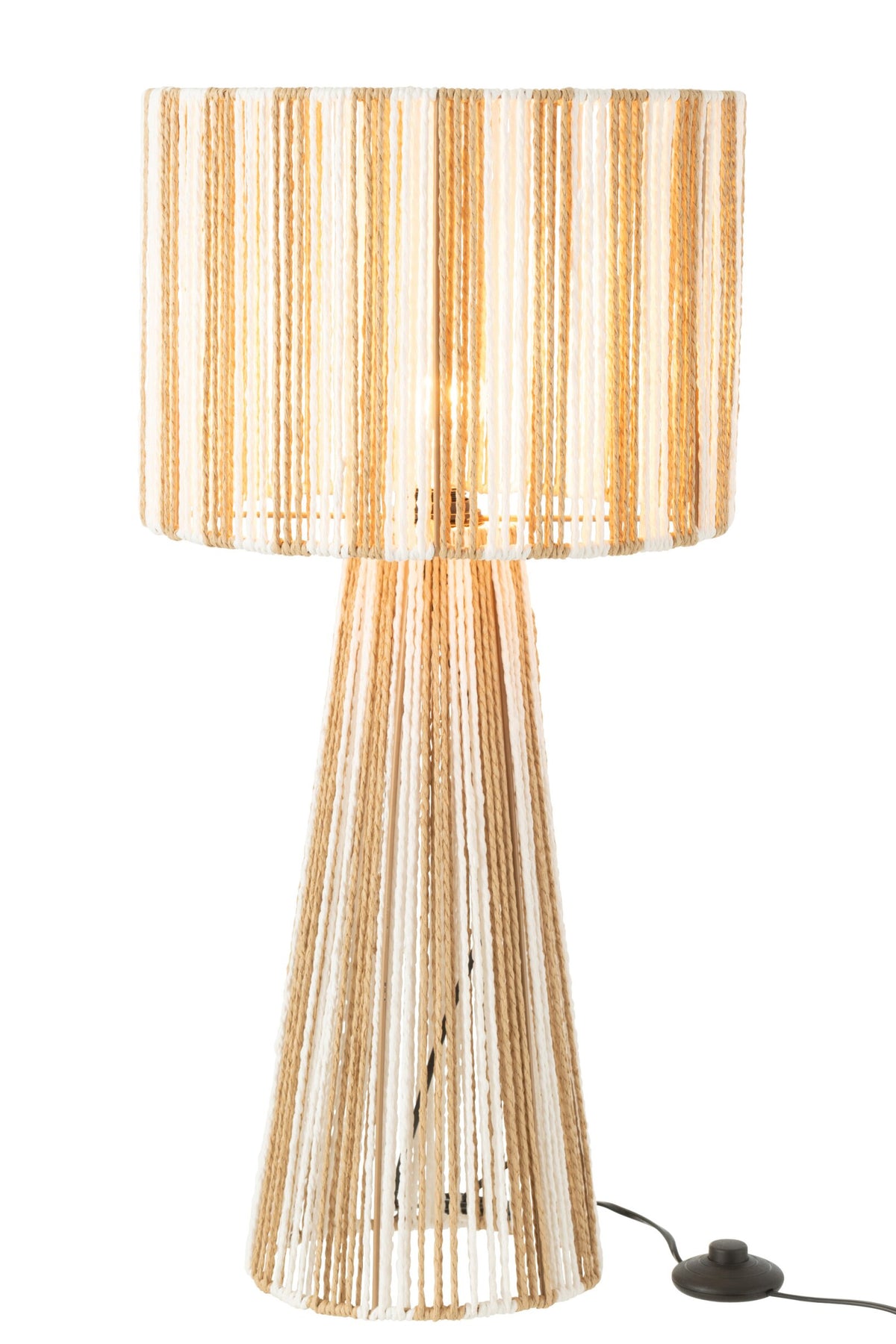 Table lamp striped cord metal/paper white/natural