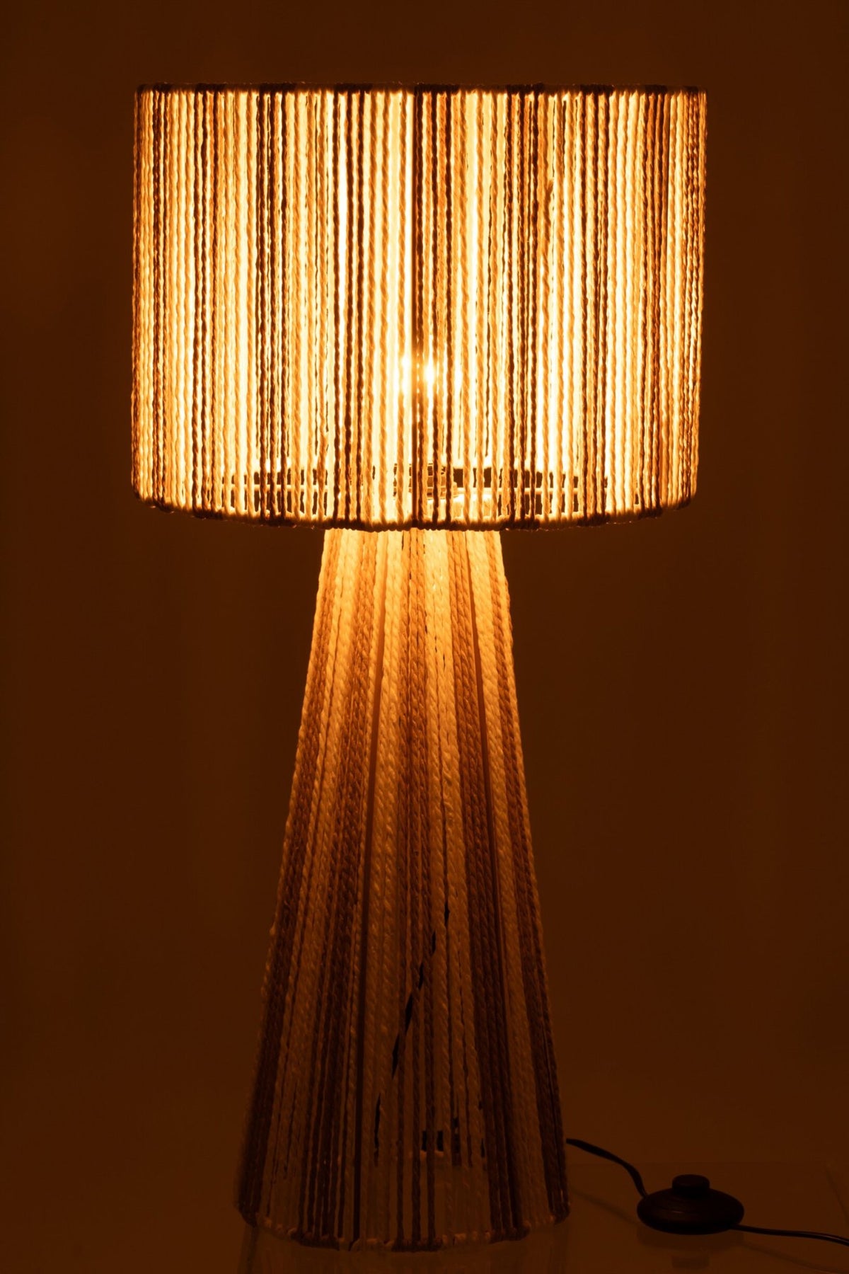Table lamp striped cord metal/paper white/natural