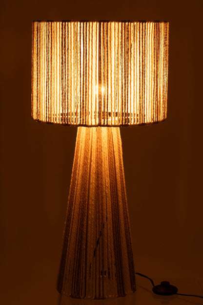 Table lamp striped cord metal/paper white/natural