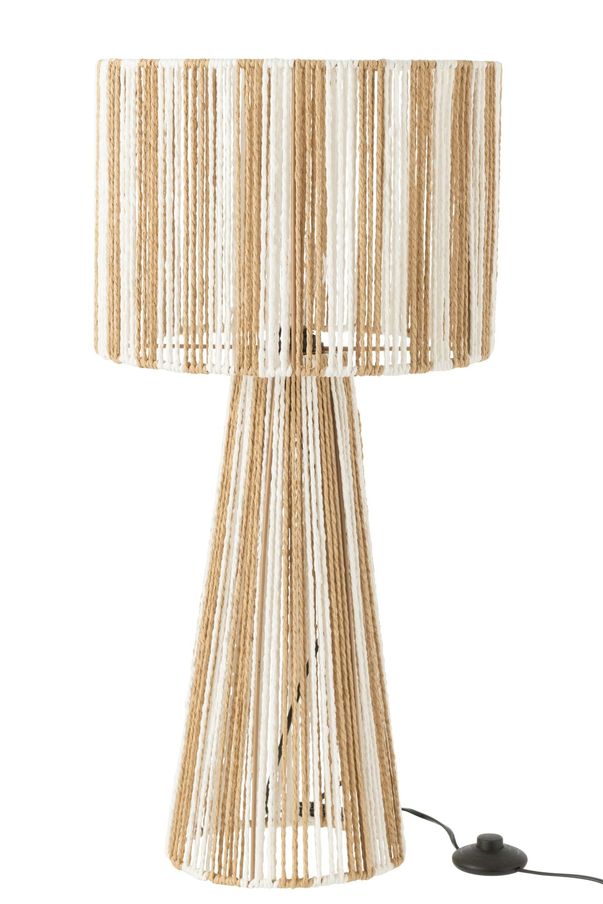 Table lamp striped cord metal/paper white/natural
