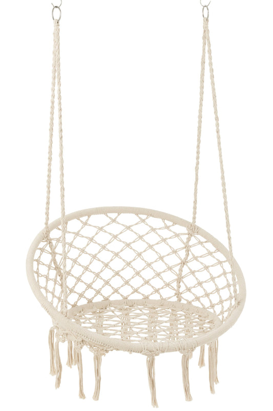 Swinging Chair Macramé+Tassels Polyester Beige