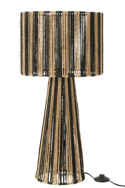 Table lamp striped cords metal/paper black/natural