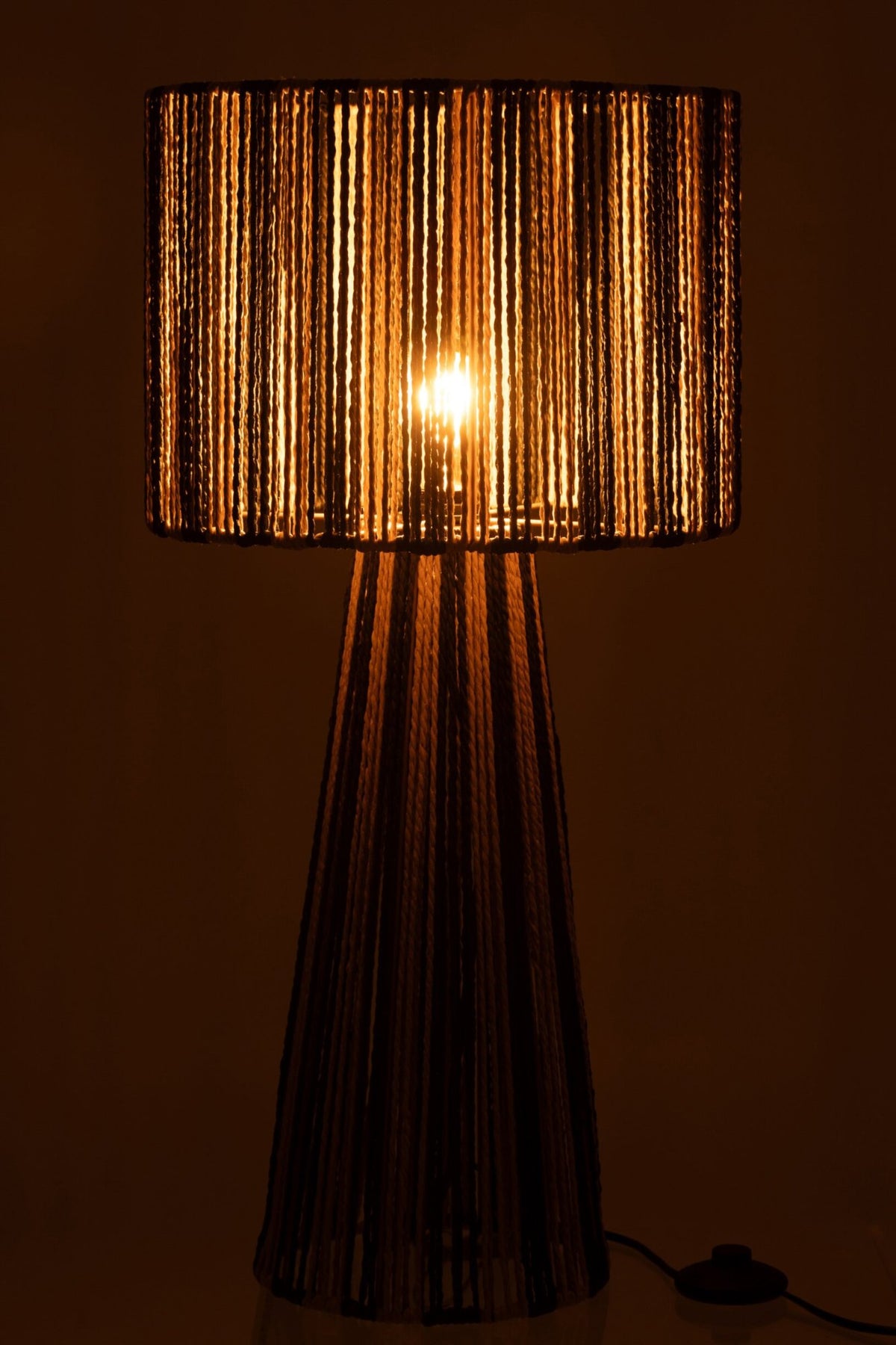 Table lamp striped cords metal/paper black/natural