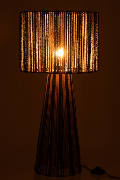 Table lamp striped cords metal/paper black/natural
