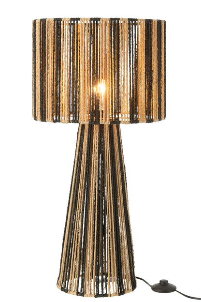 Table lamp striped cords metal/paper black/natural