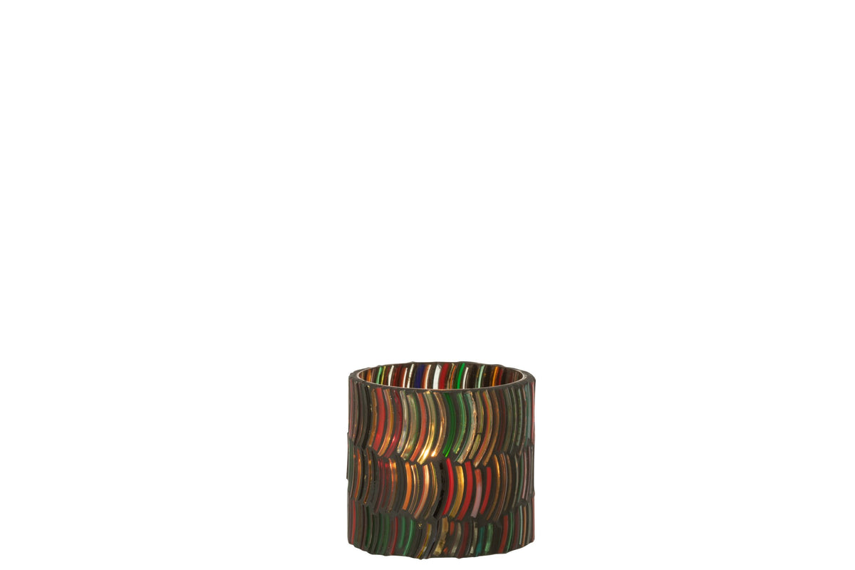 Teelicht Houder Mozaiek Curve Glas Mix Small