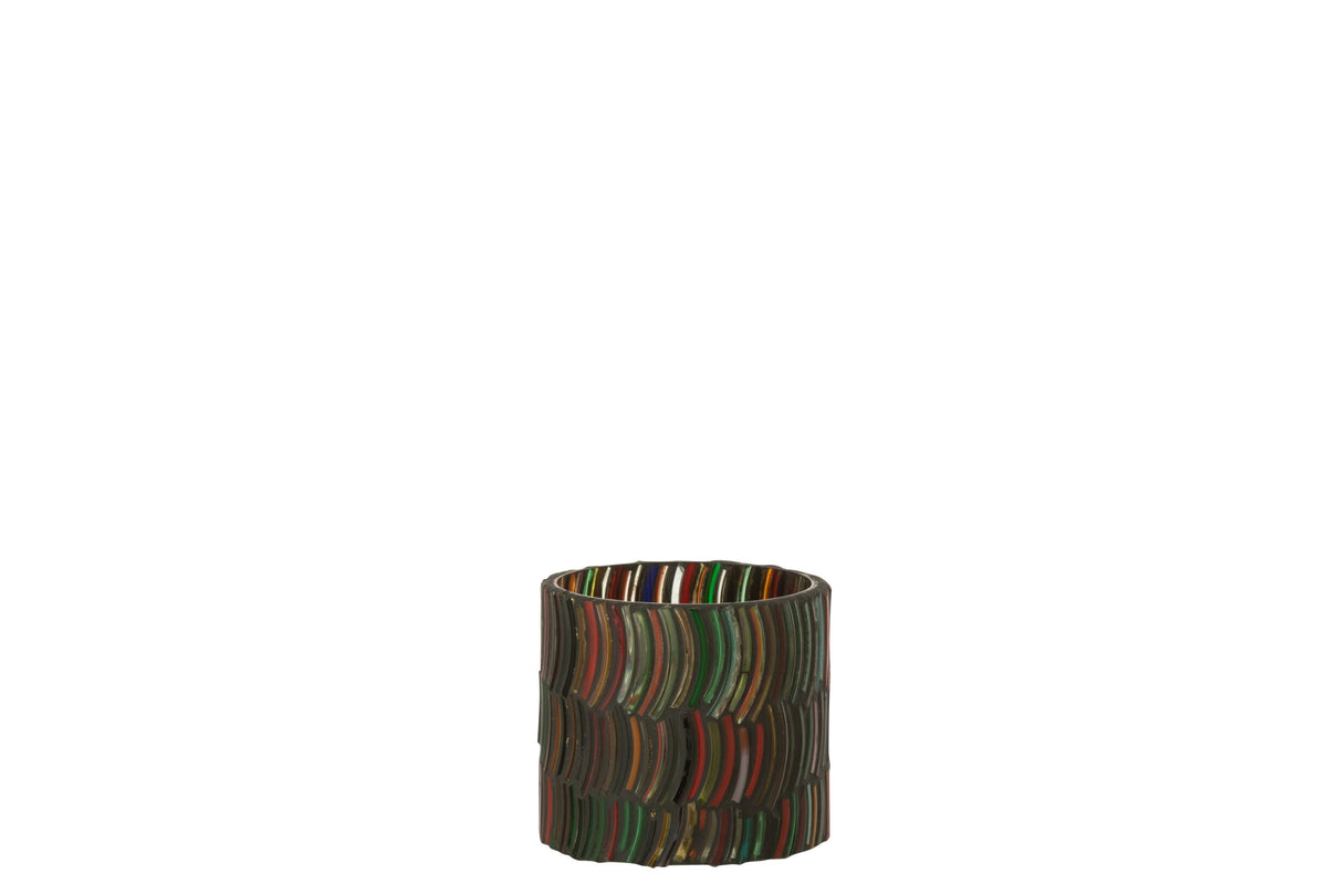 Teelicht Houder Mozaiek Curve Glas Mix Small