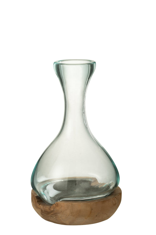 Vase Bottle Gamal Wood/Glass Natural/Transparent Small