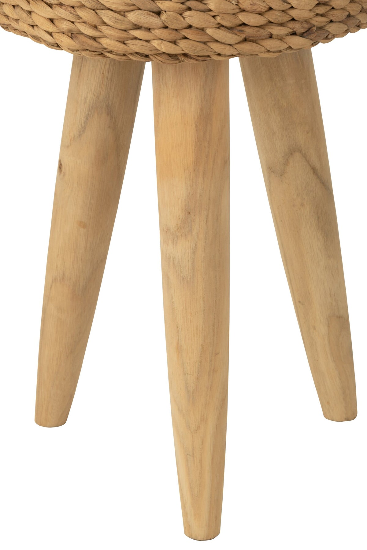Stool Round Teak Wood/Water Hyacinth Natural