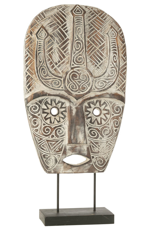 Mask On Stand Zihao Albasia Wood Natural