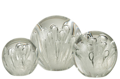 Paperweight Bubbles Glass White Large