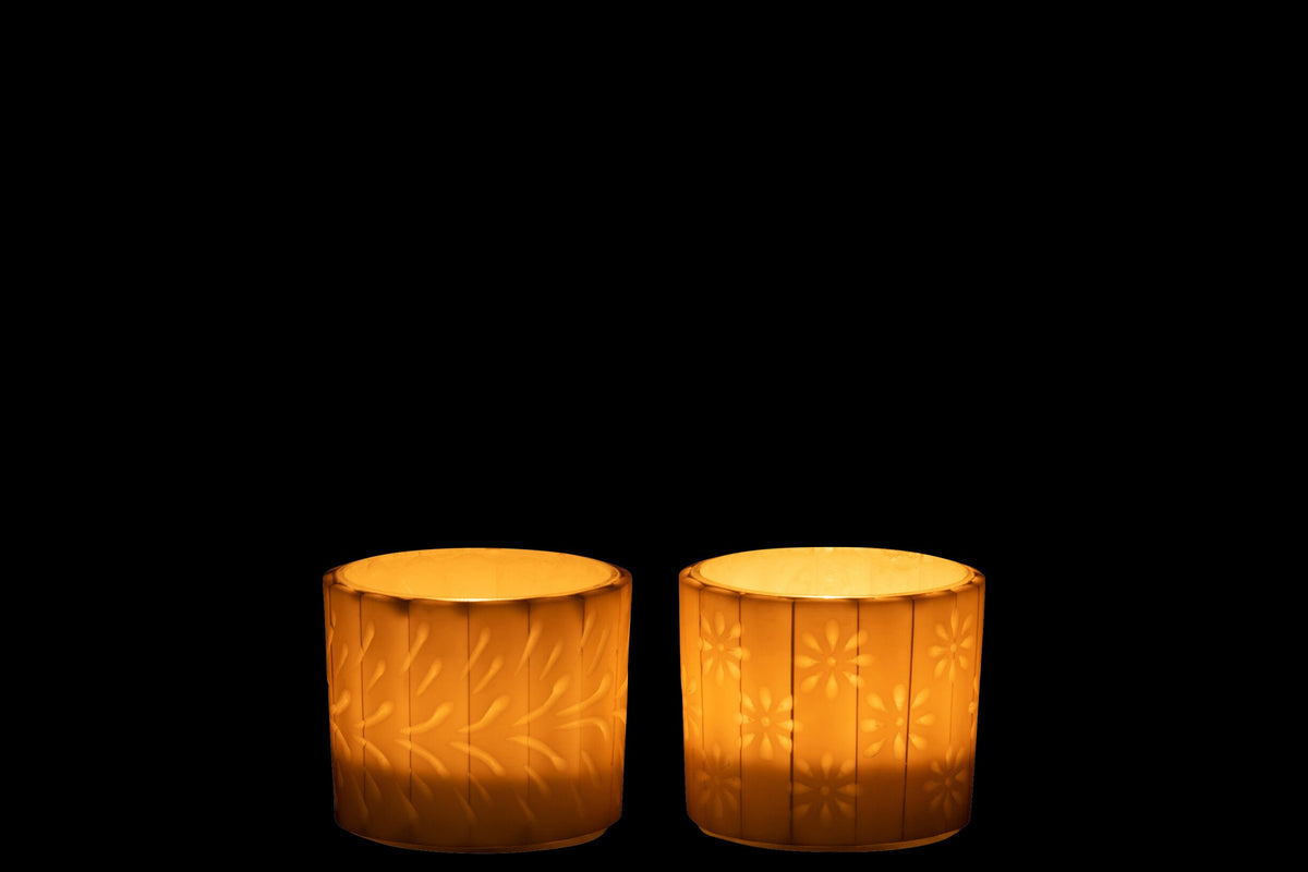 Theelichthouder Elise Glas Creme Small Assortiment Van Twee