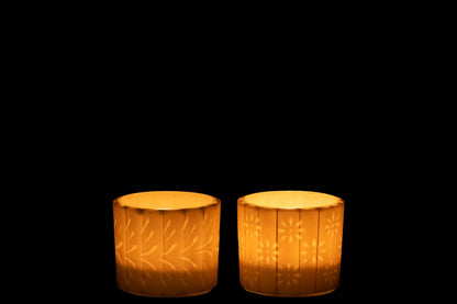 Theelichthouder Elise Glas Creme Small Assortiment Van Twee